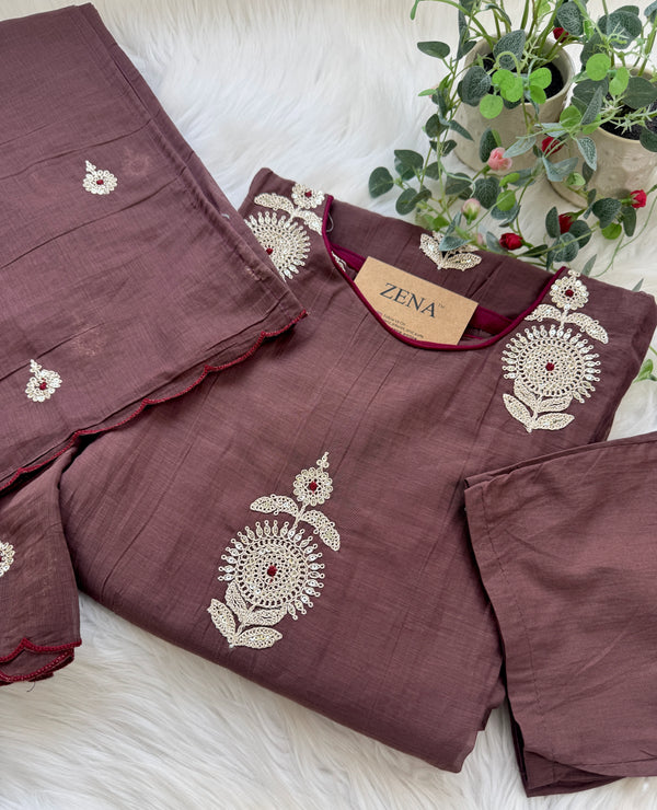 ✨ Premium Mul Chanderi Hand-Detailed Kurti Set ✨