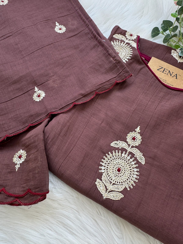 ✨ Premium Mul Chanderi Hand-Detailed Kurti Set ✨