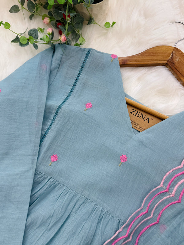 ✨ Premium Mul Chanderi Hand-Detailed Kurti Set ✨