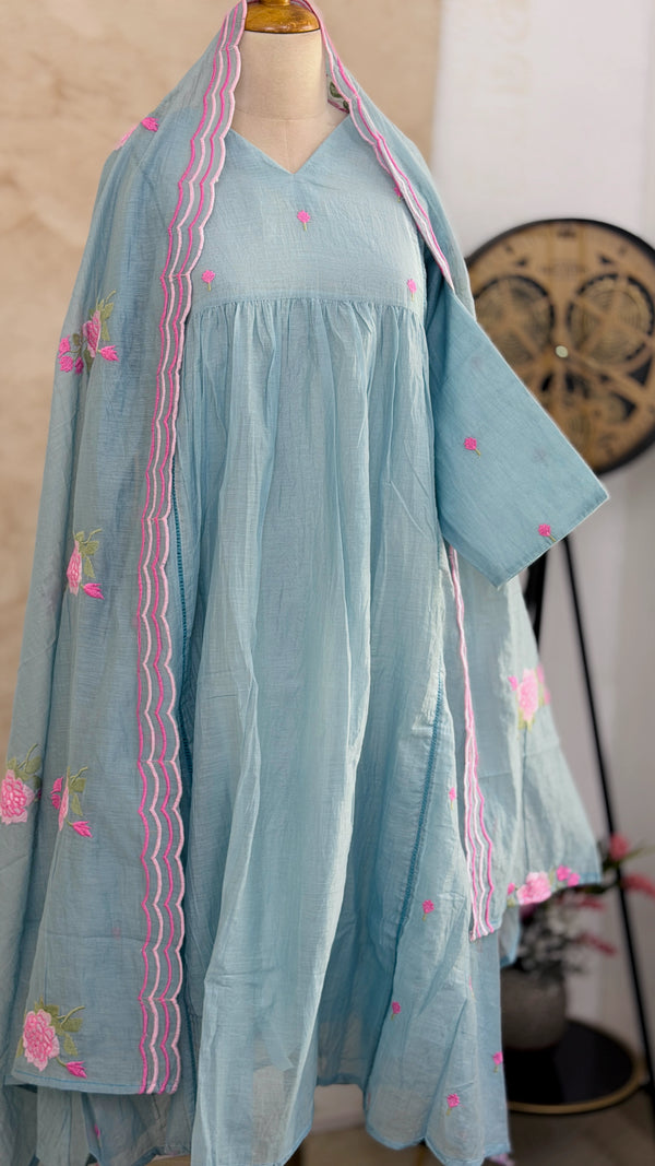 ✨ Premium Mul Chanderi Hand-Detailed Kurti Set ✨