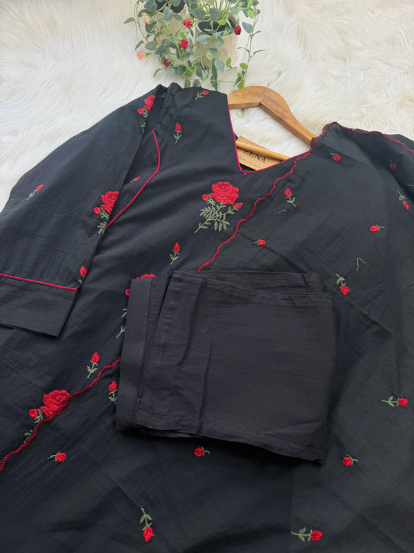 ✨ Pure Cotton Embroidered Anarkali Set ✨