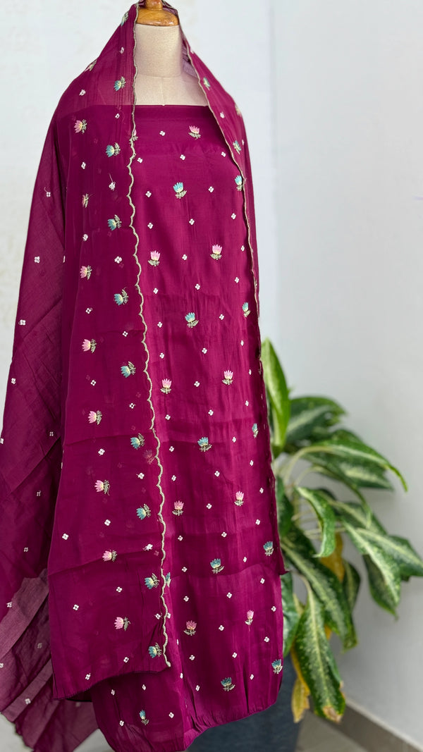 ✨ Malai Chanderi Unstitched Suit ✨