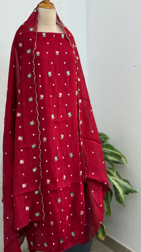 ✨ Malai Chanderi Unstitched Suit ✨