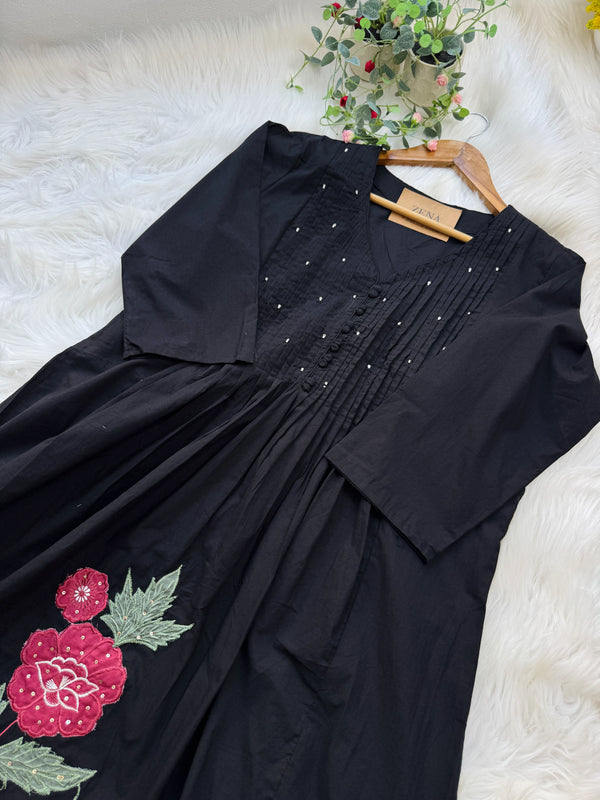 ✨ Pure Cotton Hand Detailed Anarkali Set – Appliqué Work ✨