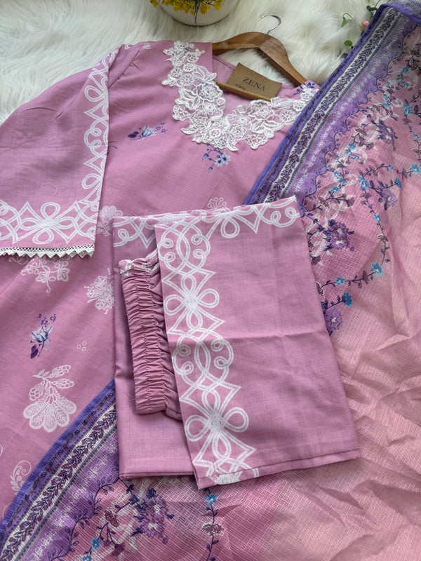✨ Pakistani Embroidered Cotton Kurti Set ✨