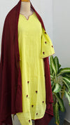 ✨ Pure Cotton Striped Hand-Embroidered French Knot Kurti Set ✨