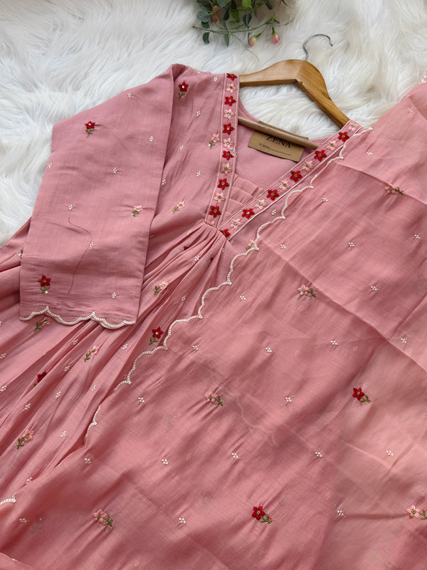 ✨ Glass Chanderi Embroidered Anarkali ✨