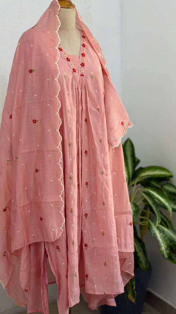 ✨ Glass Chanderi Embroidered Anarkali ✨