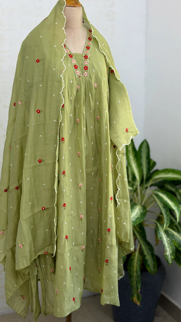 ✨ Glass Chanderi Embroidered Anarkali ✨