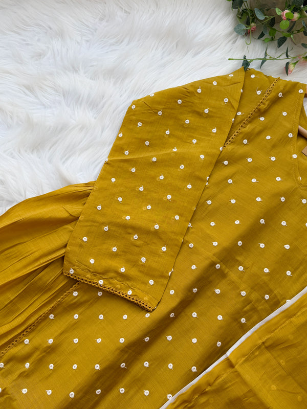 ✨ Mul Chanderi Thread Work A-Line Kurti Set ✨