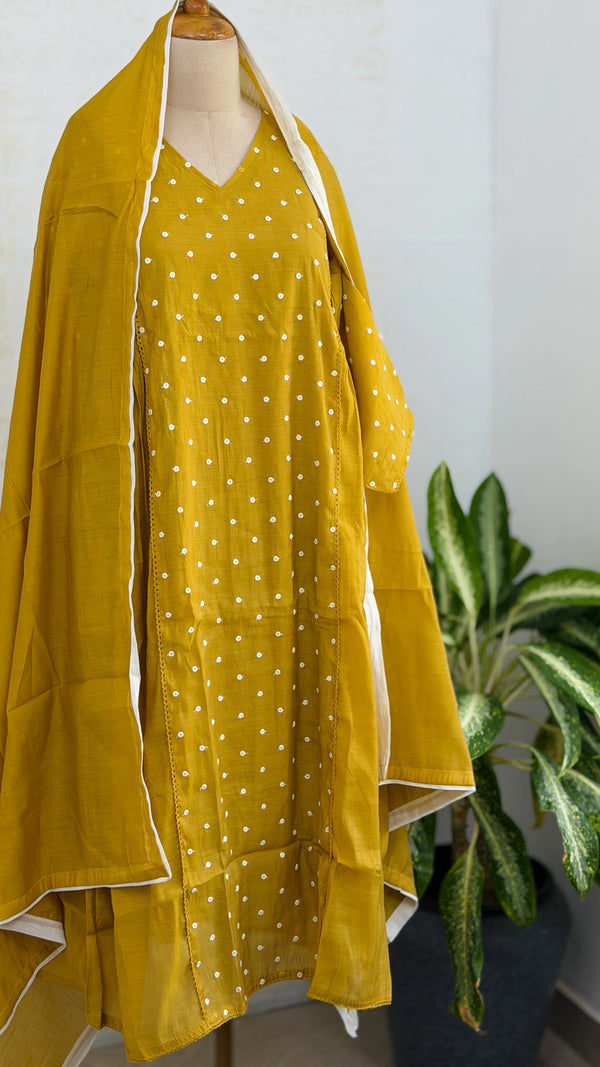 ✨ Mul Chanderi Thread Work A-Line Kurti Set ✨