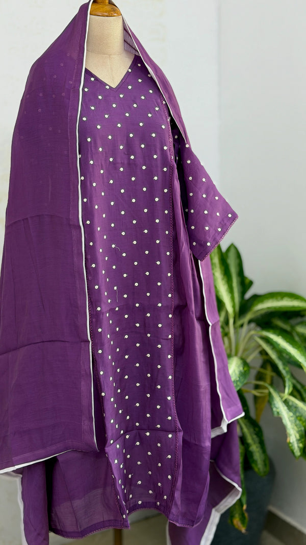 ✨ Mul Chanderi Thread Work A-Line Kurti Set ✨