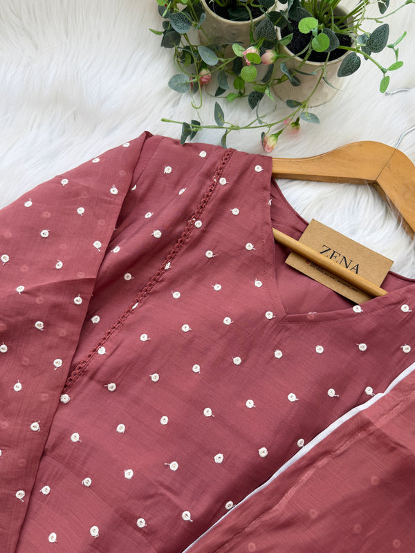 ✨ Mul Chanderi Thread Work A-Line Kurti Set ✨