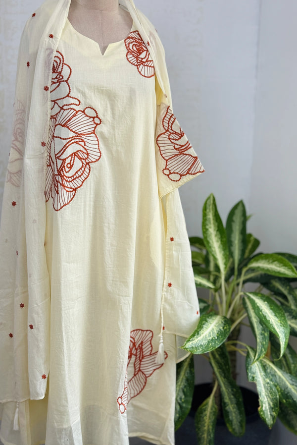 ✨ Pure Cotton Embroidered Kurti Set ✨
