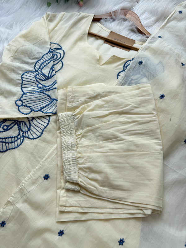✨ Pure Cotton Embroidered Kurti Set ✨