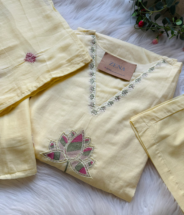 ✨ Pure Cotton Embroidered Kurti Set ✨