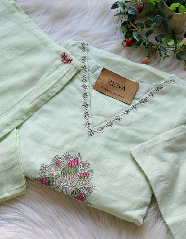 ✨ Pure Cotton Embroidered Kurti Set ✨