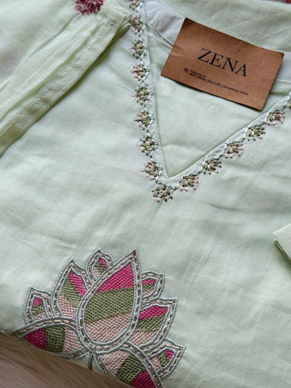 ✨ Pure Cotton Embroidered Kurti Set ✨