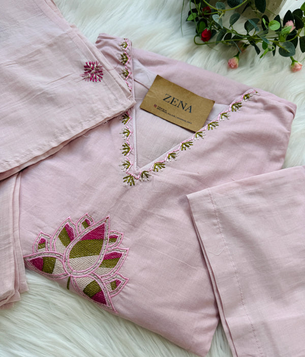 ✨ Pure Cotton Embroidered Kurti Set ✨