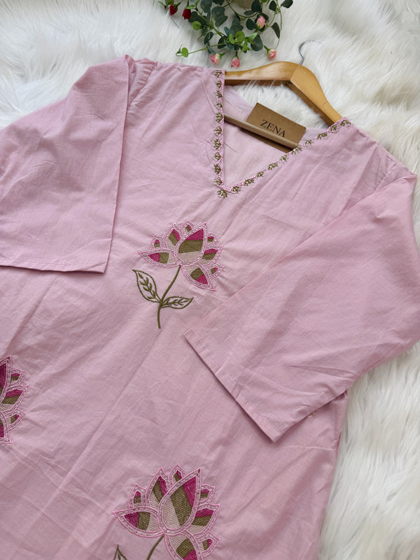 ✨ Pure Cotton Embroidered Kurti Set ✨