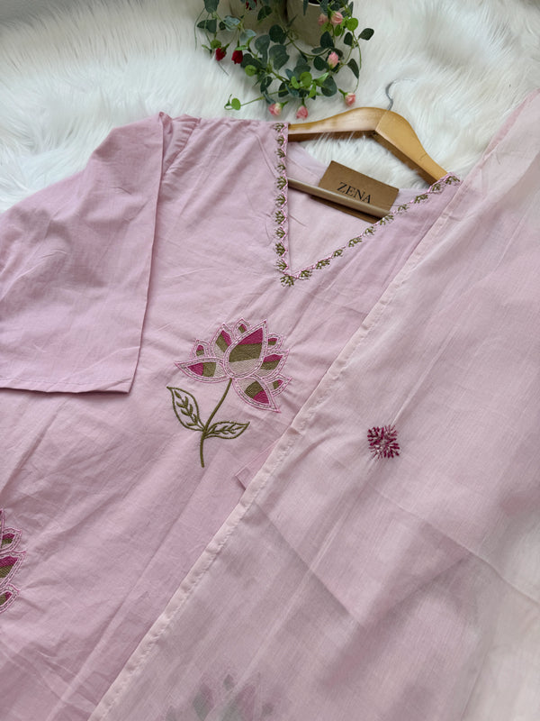 ✨ Pure Cotton Embroidered Kurti Set ✨
