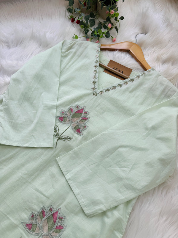 ✨ Pure Cotton Embroidered Kurti Set ✨