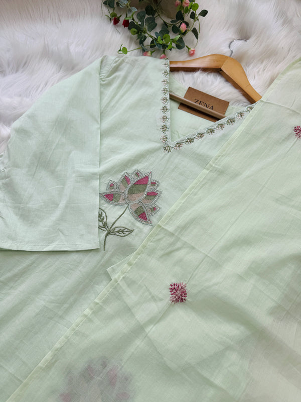 ✨ Pure Cotton Embroidered Kurti Set ✨