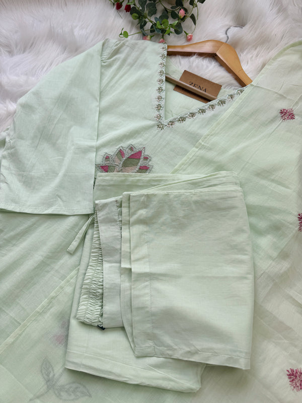 ✨ Pure Cotton Embroidered Kurti Set ✨