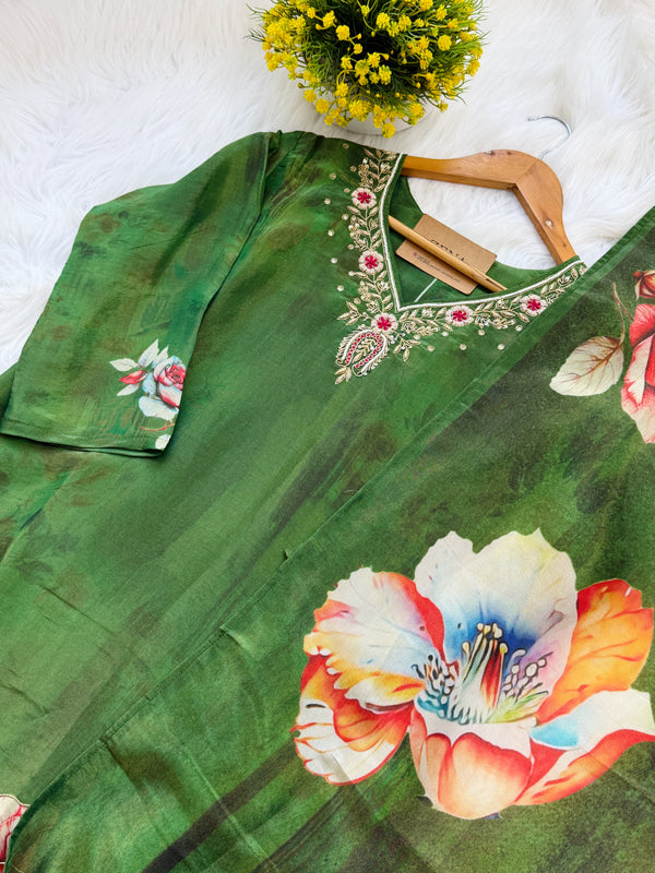 ✨ Tissue Silk Hand Work Kurti Set ✨