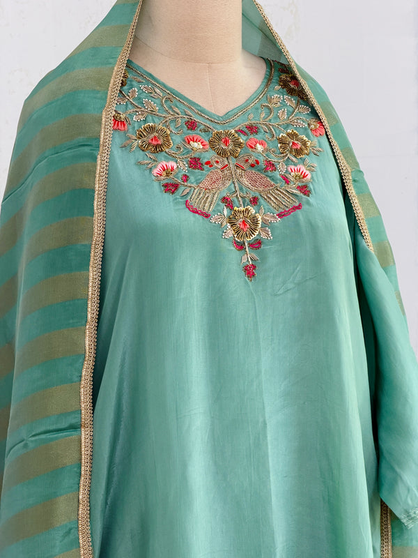 ✨ Tissue Silk Hand Work Kurti Set ✨