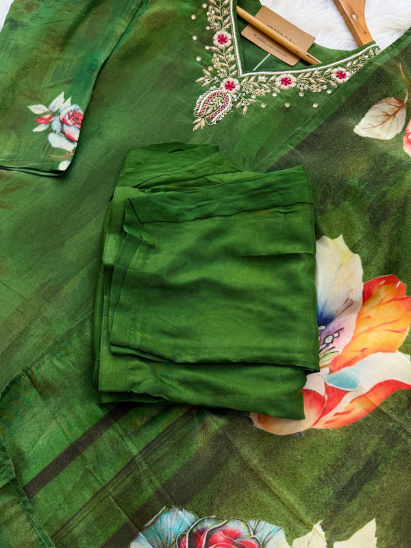 ✨ Tissue Silk Hand Work Kurti Set ✨