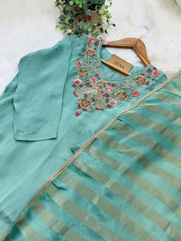 ✨ Tissue Silk Hand Work Kurti Set ✨