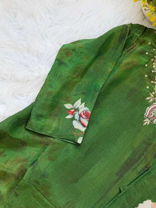 ✨ Tissue Silk Hand Work Kurti Set ✨