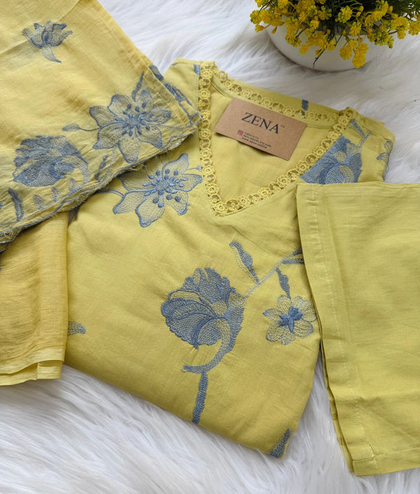 Mul Cotton Embroidered Kurti Set – Elegant Ethnic Wear