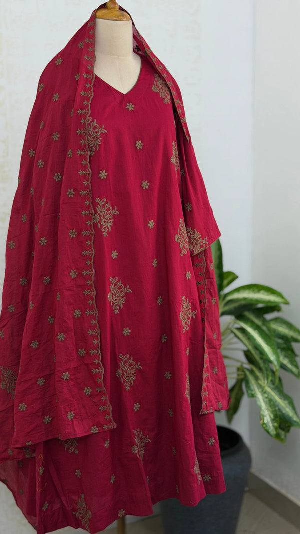 ✨ Pure Cotton Embroidered Anarkali Set ✨