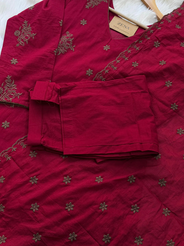 ✨ Pure Cotton Embroidered Anarkali Set ✨