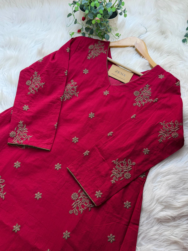 ✨ Pure Cotton Embroidered Anarkali Set ✨