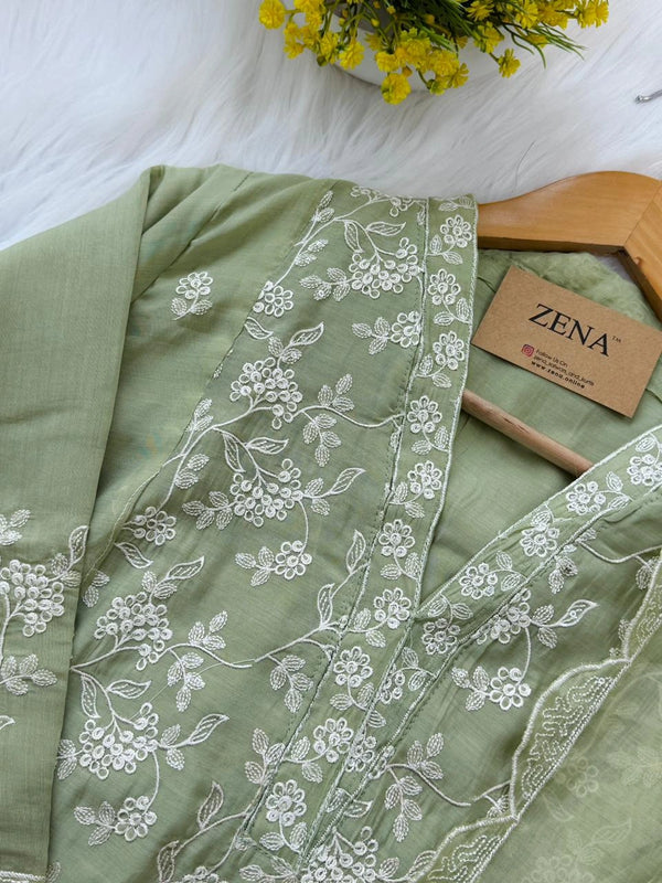 ✨ Mul Chanderi Embroidered Kurti Set ✨