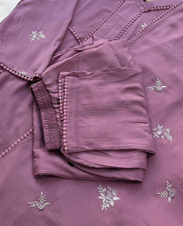 ✨ Premium Crush Rayon Embroidered Anarkali Suit ✨