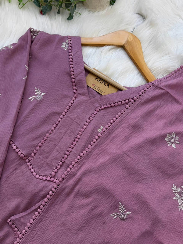 ✨ Premium Crush Rayon Embroidered Anarkali Suit ✨