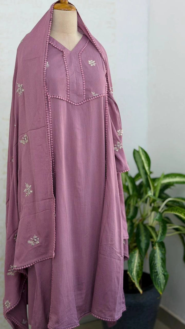 ✨ Premium Crush Rayon Embroidered Anarkali Suit ✨