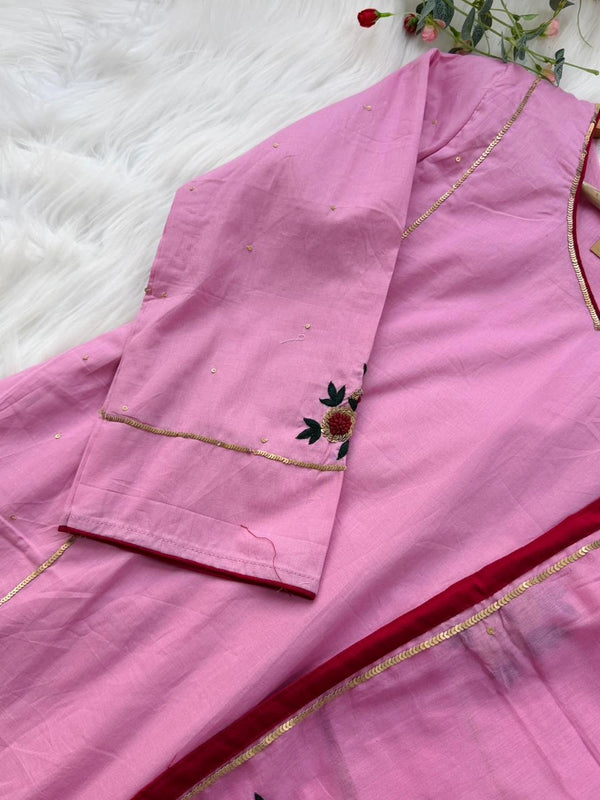 ✨ Premium Mul Chanderi Hand Detailed A-Line Kurti Set ✨