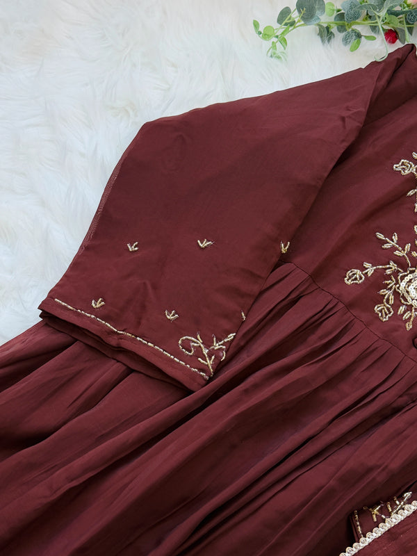 ✨ Glass Chanderi Handwork Anarkali Set ✨