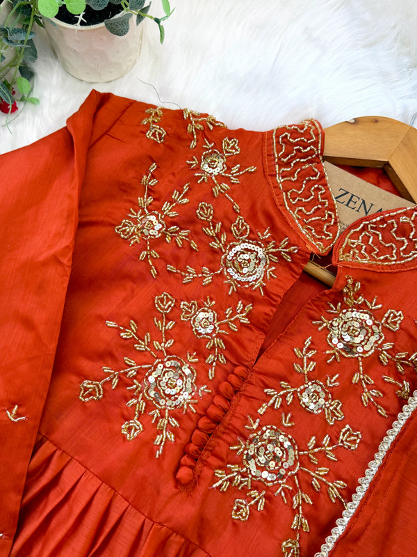 ✨ Glass Chanderi Handwork Anarkali Set ✨