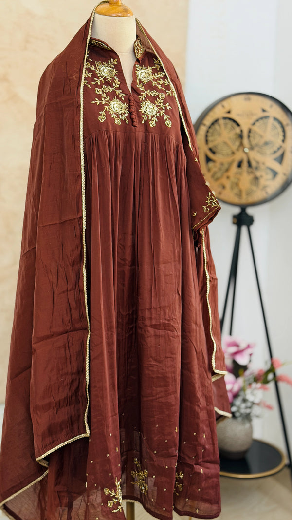 ✨ Glass Chanderi Handwork Anarkali Set ✨