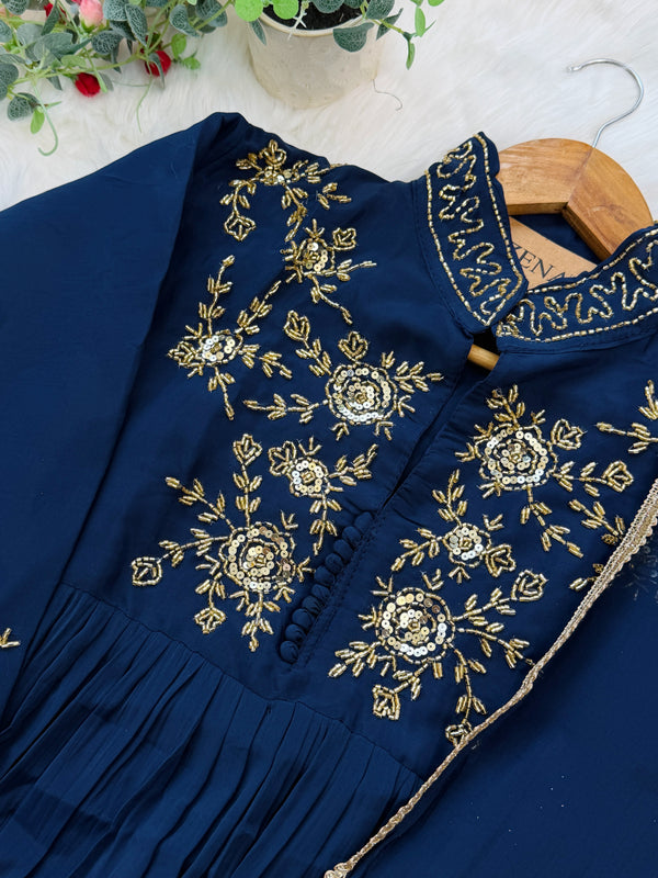 ✨ Glass Chanderi Handwork Anarkali Set ✨