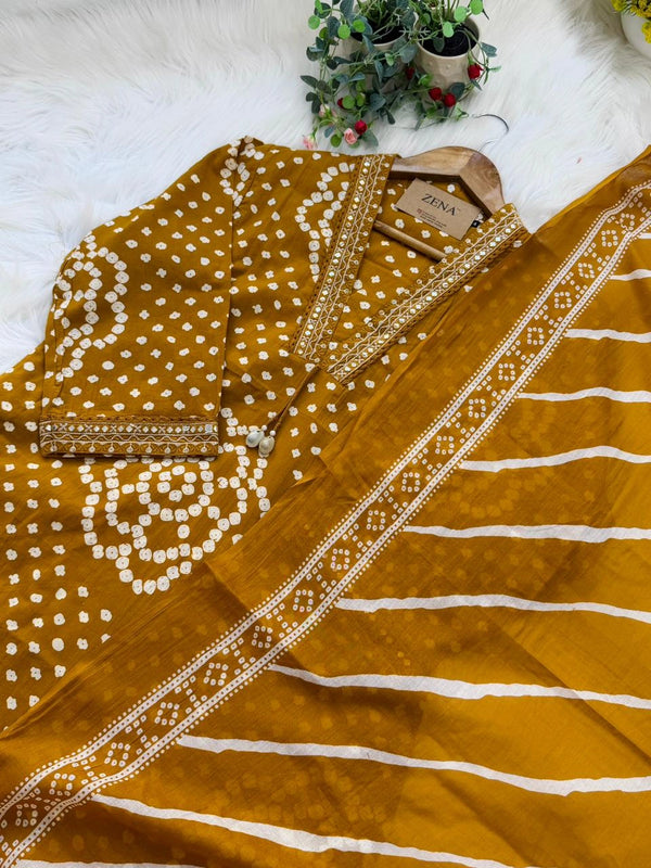 ✨ Pure Cotton Mirror Work Kurti Set with Handwork Details ✨