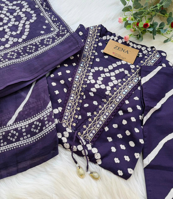 ✨ Pure Cotton Mirror Work Kurti Set with Handwork Details ✨