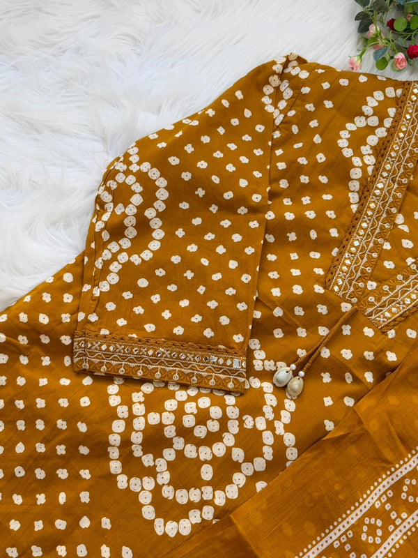 ✨ Pure Cotton Mirror Work Kurti Set with Handwork Details ✨
