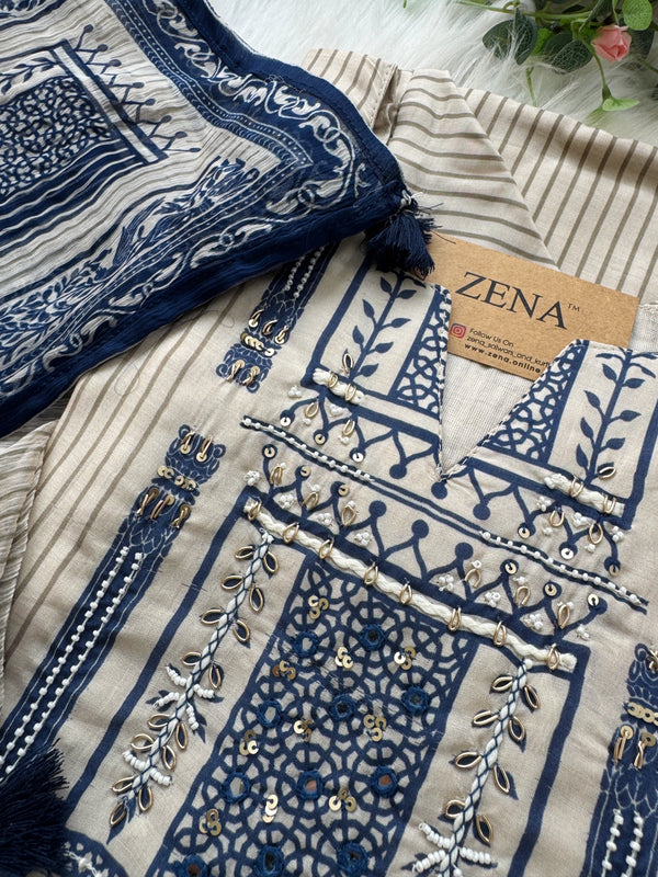 ✨ Pure Muslin Hand Detailed Kurti Set ✨
